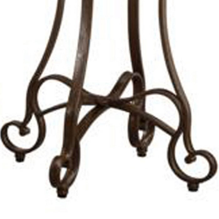 Scrolled Metal Base Tables with Round Wooden Top, Set of Three, Brown and Bronze