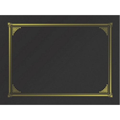 Geographics Black Classic Linen Document Covers, 9.75 x 12.5 Inches, Black Gold Foil, 6 Pack (45331H)