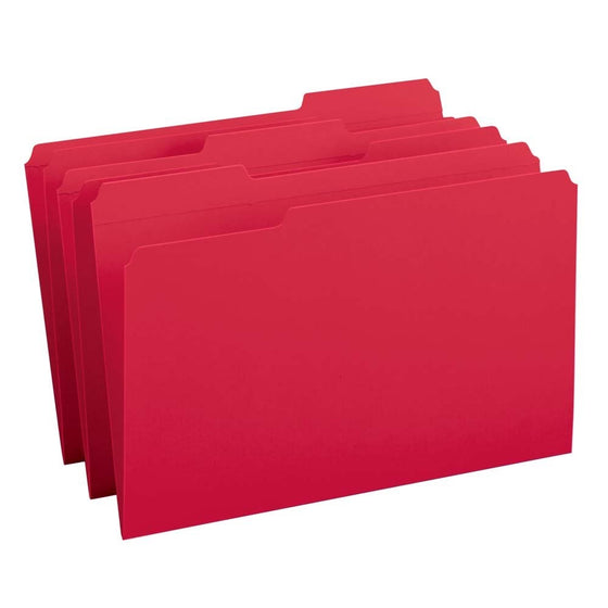 Smead File Folder, Reinforced 1/3-Cut Tab, Legal Size, Red, 100 per Box (17734)