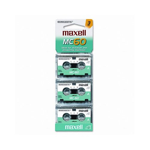 Maxell(R) Microcassette Tape, 60-Minute, Pack of 3