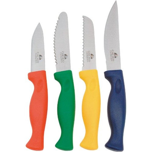 Chicago Cutlery Accessories 4-Piece Paring/Utility Knife Set with Colored Handles