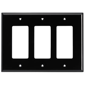 Cooper Wiring Pj263bk Unbreakable Deco Wallplate, 3 Gang, Black