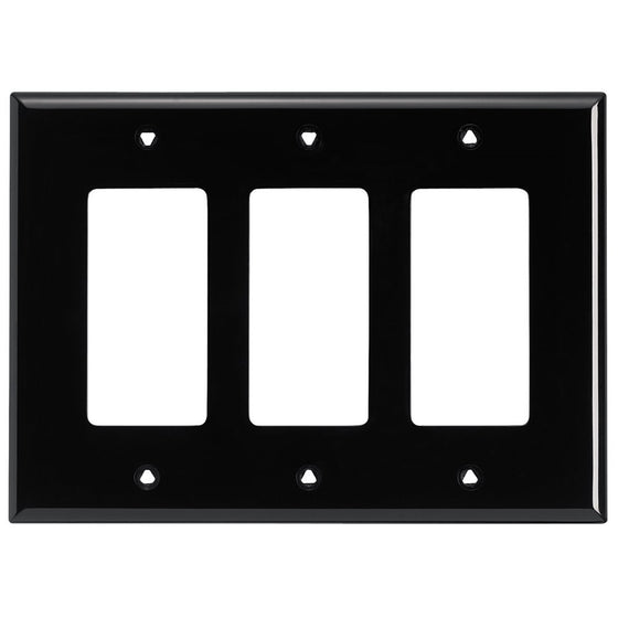 Cooper Wiring Pj263bk Unbreakable Deco Wallplate, 3 Gang, Black