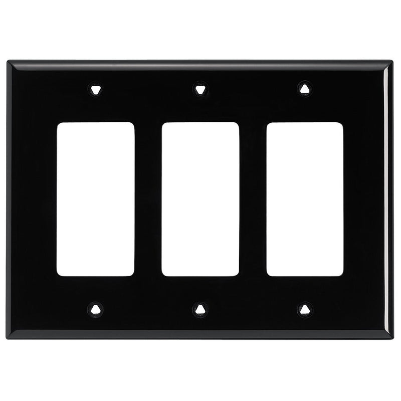 Cooper Wiring Pj263bk Unbreakable Deco Wallplate, 3 Gang, Black