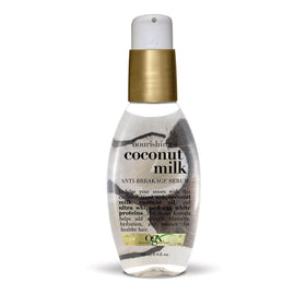 OGX Anti-Breakage Serum Nourishing Coconut Milk, (1) 4 Ounce Pump Bottle, Paraben Free, Sulfate Free, Sustainable Ingredients, Strengthening, Protective, Hydrating