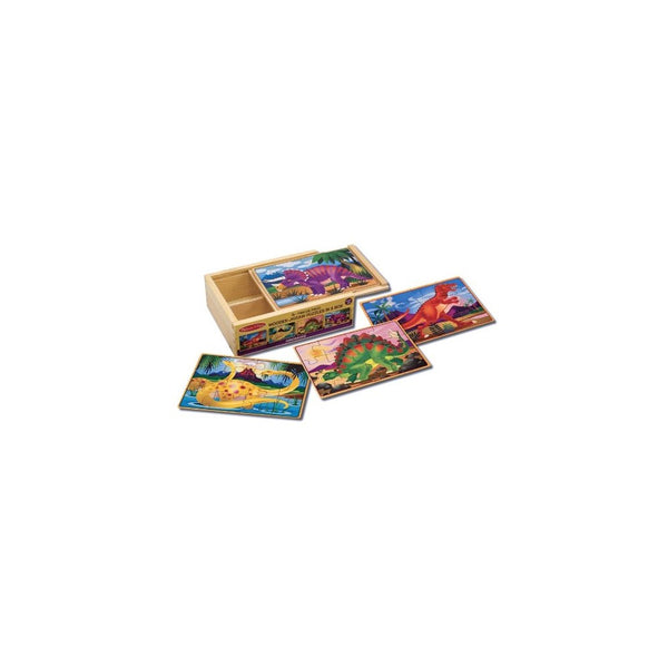 Melissa & Doug Dinosaurs 4-in-1 Wooden Jigsaw Puzzles in a Storage Box (48 pcs)