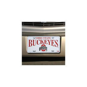 Ohio State Buckeyes White Metal License Plate