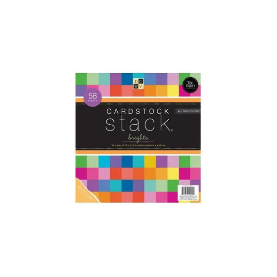 DCWV Cardstock Stack, Match Makers Brights, 58 Sheets, 12 x 12 inches