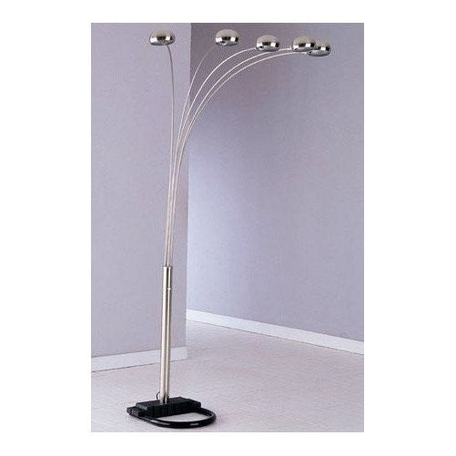 5-lite Floor Lamp with Balanced Weighted Base in Nickel Finish