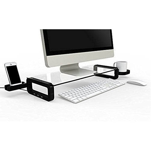 [Built-in 3 Port] Monitor Stand - [Black] Multi-funtion Universal Monitor Laptop Multimedia Stand with built-in 3 Port USB 2.0