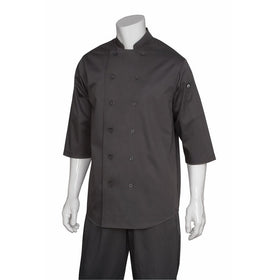 Chef Works Men's Lisbon Chef Shirt, Black, Medium