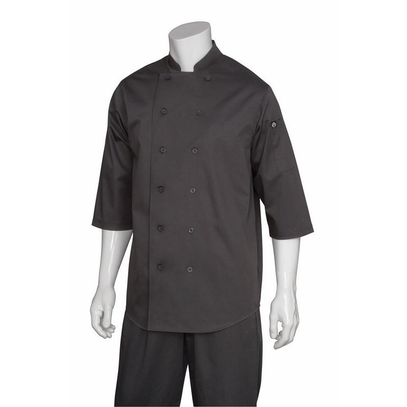 Chef Works Men's Lisbon Chef Shirt, Black, Medium