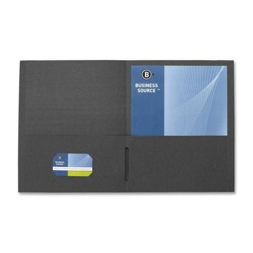 Business Source Double Pocket Portfolio - Black - Box of 25 (78490)