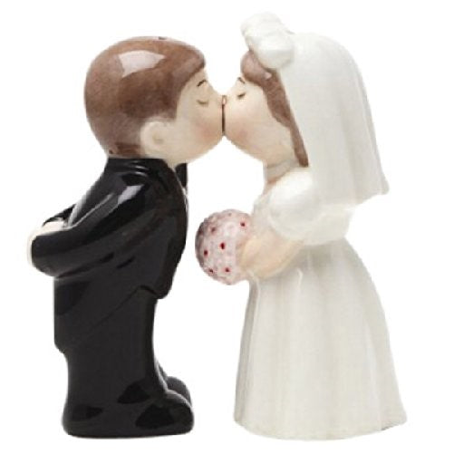 "Bride Groom Kissing" Magnetic Salt & Pepper Set