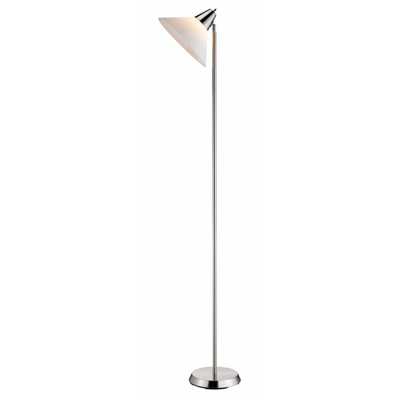 Adesso Swivel Floor Lamp – White Plastic Shade, Smart Outlet Compatible 1 Bulb Lighting Equipment. Home Decor Accessory