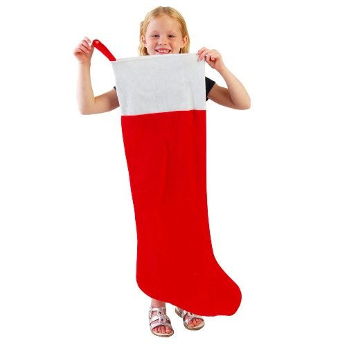 One Red & White Jumbo Oversized Felt Christmas Stocking - 38"
