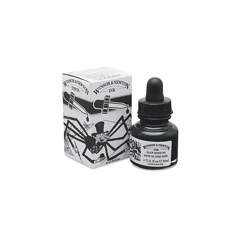 Winsor & Newton 1011030 Drawing Ink Bottle with Dropper Cap, 30ml, Black