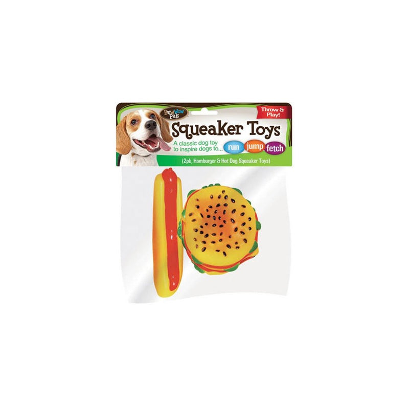 Bow Wow Hamburger and Hotdog Vinyl Squeaker Toys