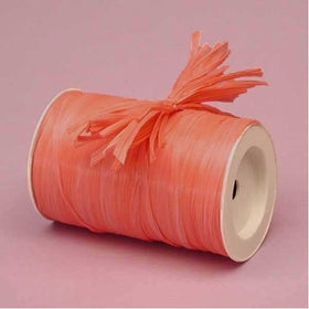 Coral Matte Raffia Ribbon, 1/4" X 100 Yards