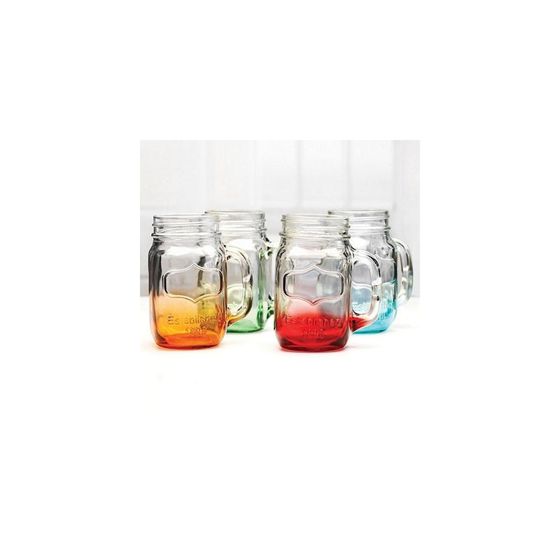 Mason Jar Glasses Mixed Colors -Set of 4
