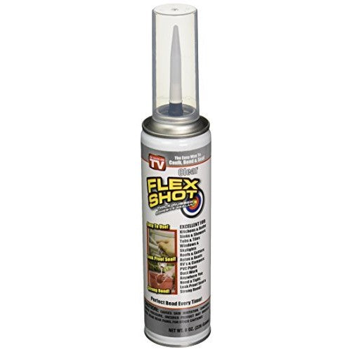 Flex Shot Rubber Adhesive Sealant Caulk, 8-oz, Clear (2 Pack)
