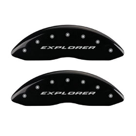 MGP Caliper Covers 10229SXPLBK 'Explorer' Engraved Caliper Cover with Black Powder Coat Finish and Silver Characters, (Set of 4)