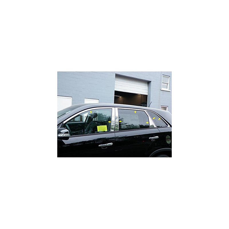 QAA FITS SORENTO 2011-2015 KIA (14 Pc: Stainless Steel Window Trim Package - cut for the model with factory window sill trim, 4-door, SUV) WP11823