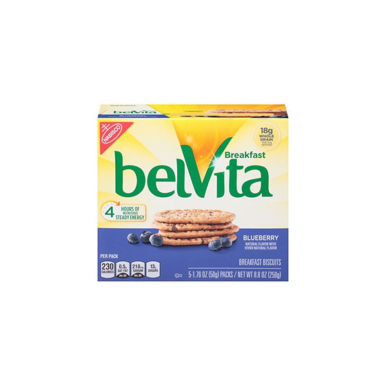 belVita Blueberry Breakfast Biscuits, 5 Count Box, 8.8 Ounce (Pack of 6)
