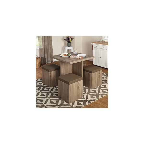 Simple Living 5-piece Baxter Dining Set with Storage Chair Ottomans (Taupe)