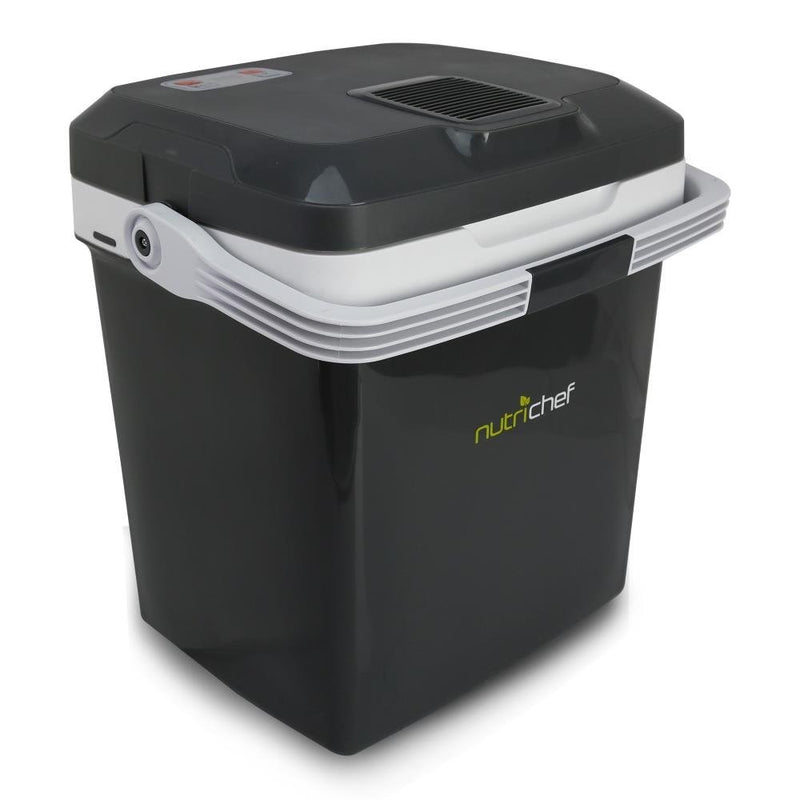 NutriChef Portable Electric Cooler Fridge / Food Warmer, 30 Can - 28L Capacity | Personal Thermoelectric Dual Cooling Warming Digital Plug In Refrigerator for Car, Travel, Beach, Office