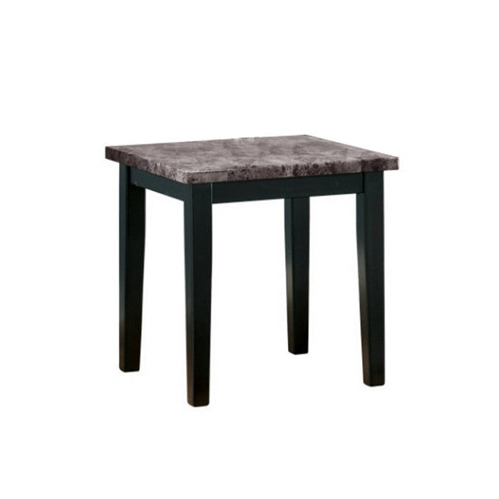 Faux Marble Top Table Set with Tapered Wooden Legs, Set of Three, Black and Gray