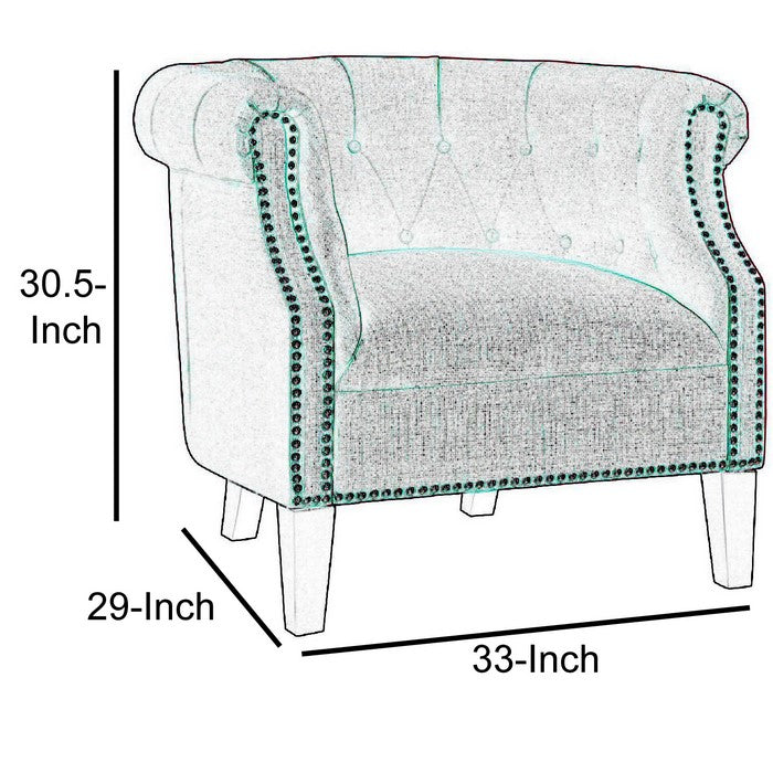 Transitional Polyester Upholstered Button Tufted Accent Chair with Nail Head Trim, Red