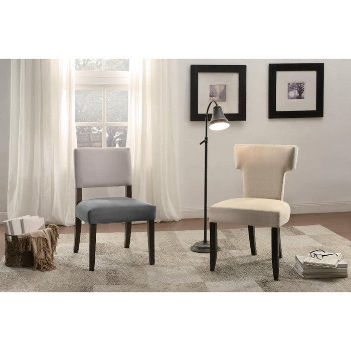 Polyester Upholstered Accent Chair with Padded Seating, Gray and Brown, Pack of Two