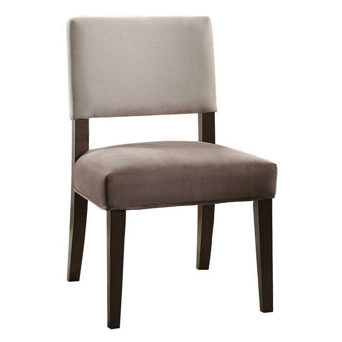 Polyester Upholstered Accent Chair with Padded Seating, Gray and Brown, Pack of Two