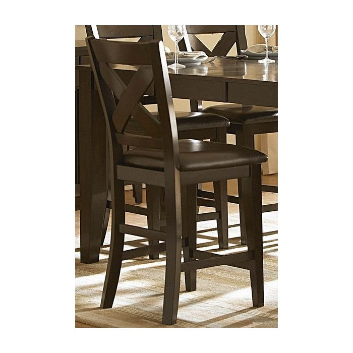 Contemporary Style Wooden Counter Height Chair with X Back Design, Brown