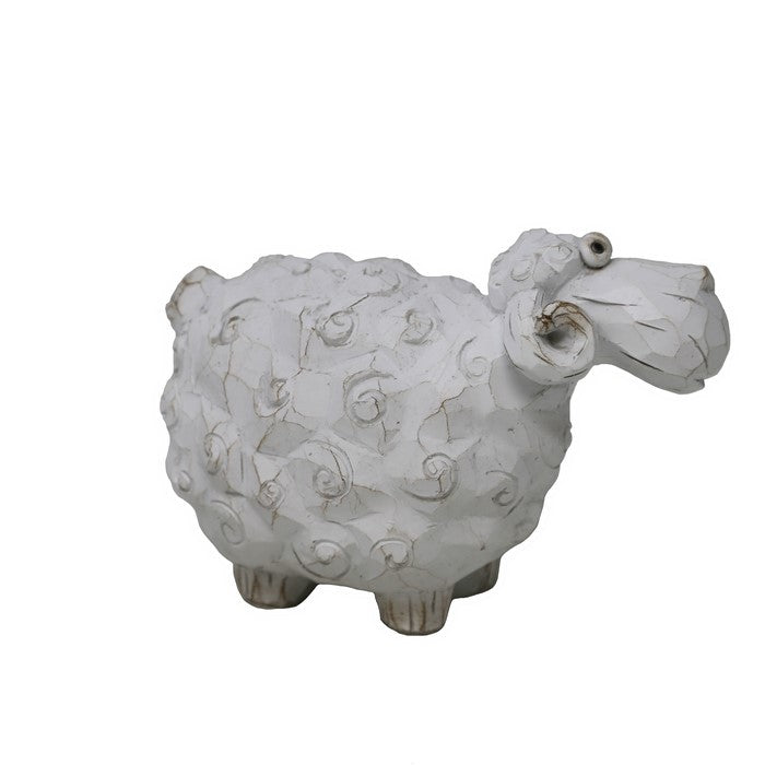 Carved Sheep Sculpture in Polyresin, Large, White