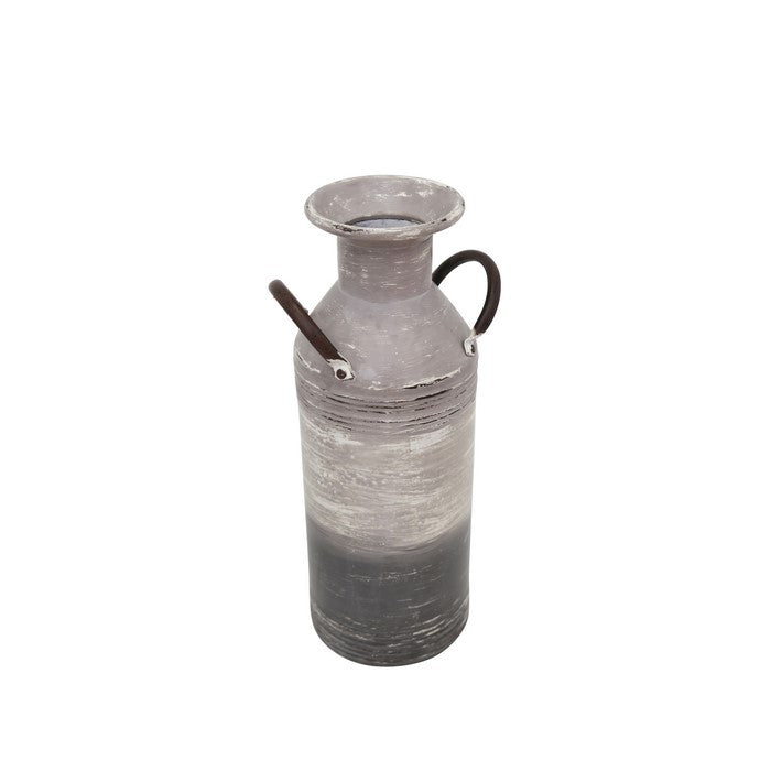 Metal Milk Can with Two Handles In Industrial Style, Small, Black and Gray