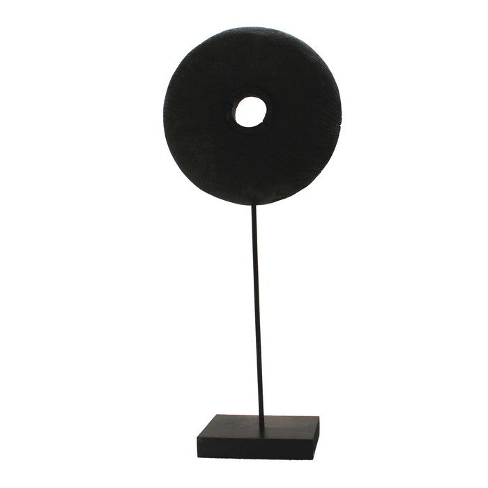 decorative Wooden Ring with Iron Base, Large, Black