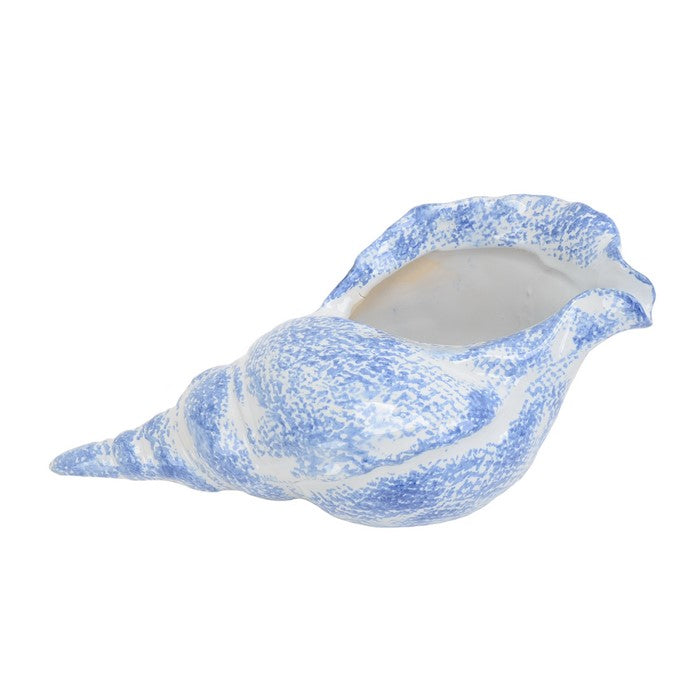 decorative Ceramic Shell Figurine, Blue and White