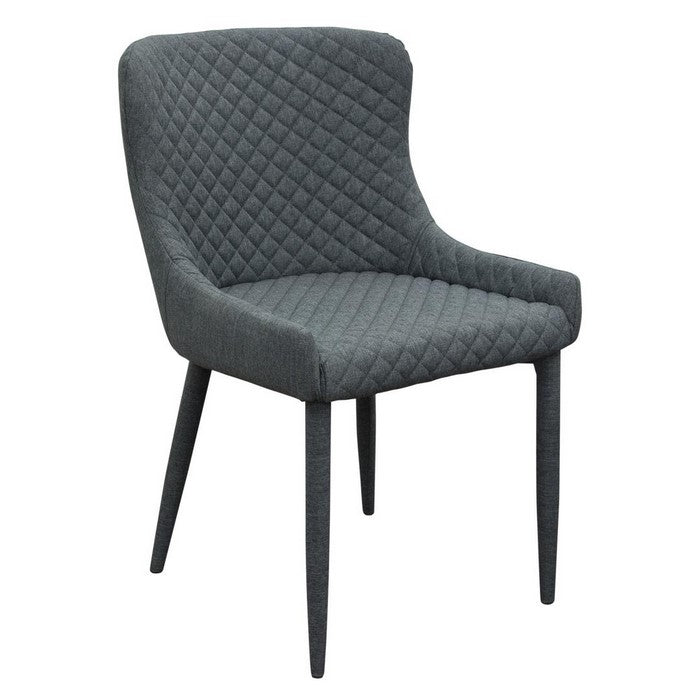 Fabric Upholstered Meta Accent Chairs with Diamond Stitch Design, Gray, Pack of Two