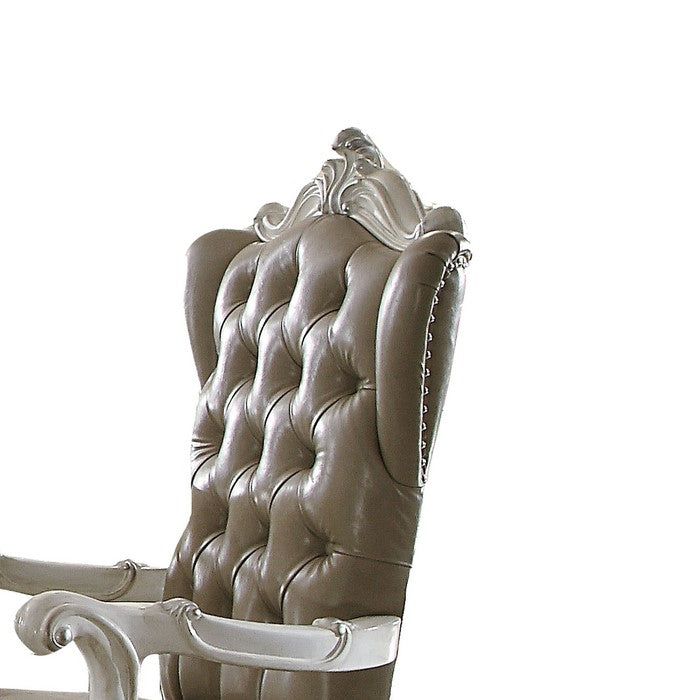 Leatherette Side Chair with Padded Seat, Set of 2, Brown