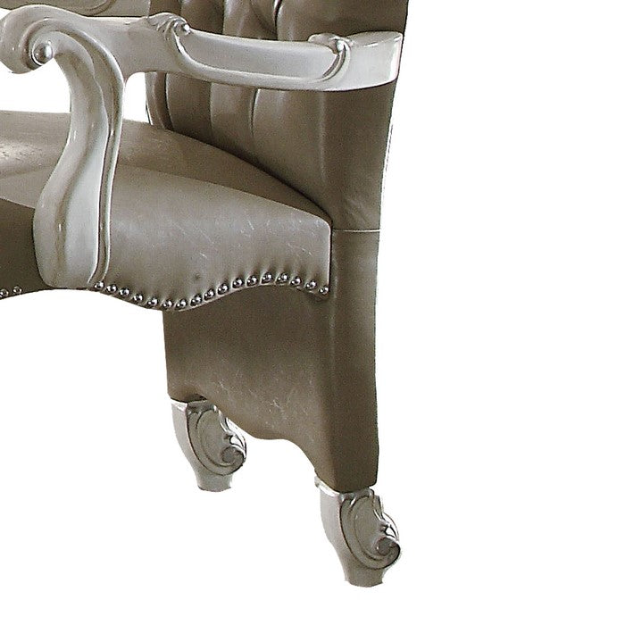 Leatherette Side Chair with Padded Seat, Set of 2, Brown