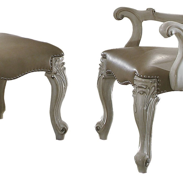 Leatherette Side Chair with Padded Seat, Set of 2, Brown