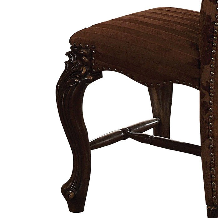 Faux Leather and Wood Counter Height Chair, Set of 2, Brown