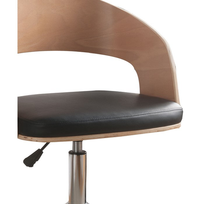 Faux Leather Office Chair Adjustable Height Swivel, Black