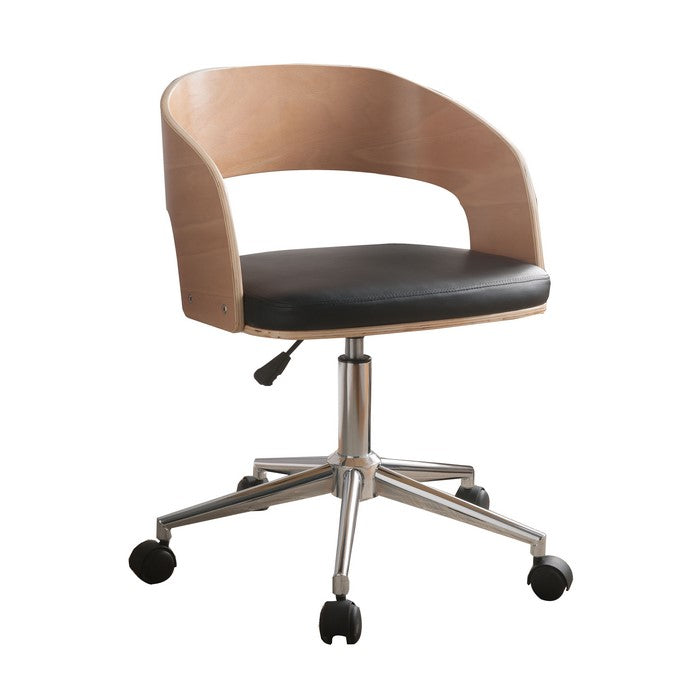 Faux Leather Office Chair Adjustable Height Swivel, Black