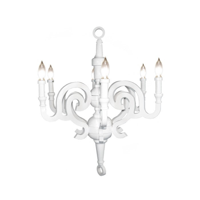 Resin Constructed Chandelier with Six Light Holders, Small, White