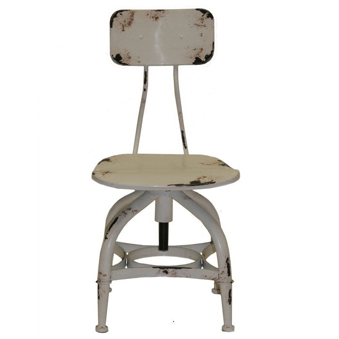 Metal Armless Dining Chair with Adjustable Seat Height and Unique Feet, White, Set of Two