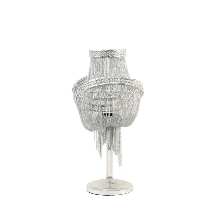Steel and Aluminium Table Lamp with Chain Accent, Silver