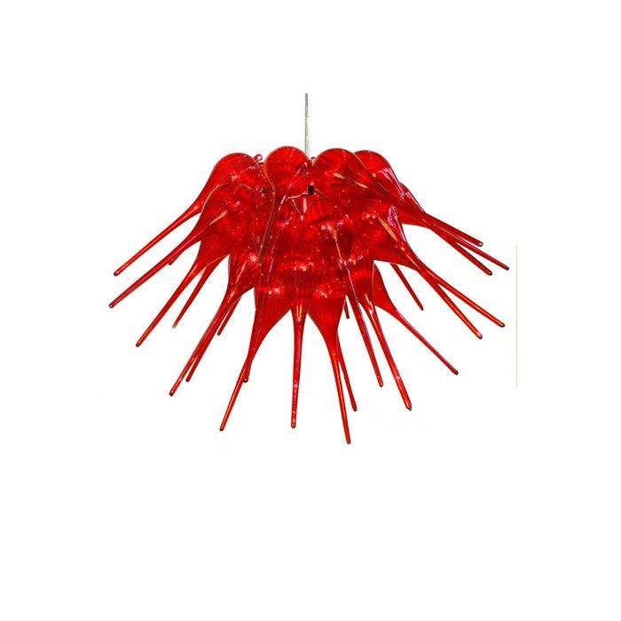 Uniquely  Deigned Glass Pieces Cluster Hanging Chandelier, Red